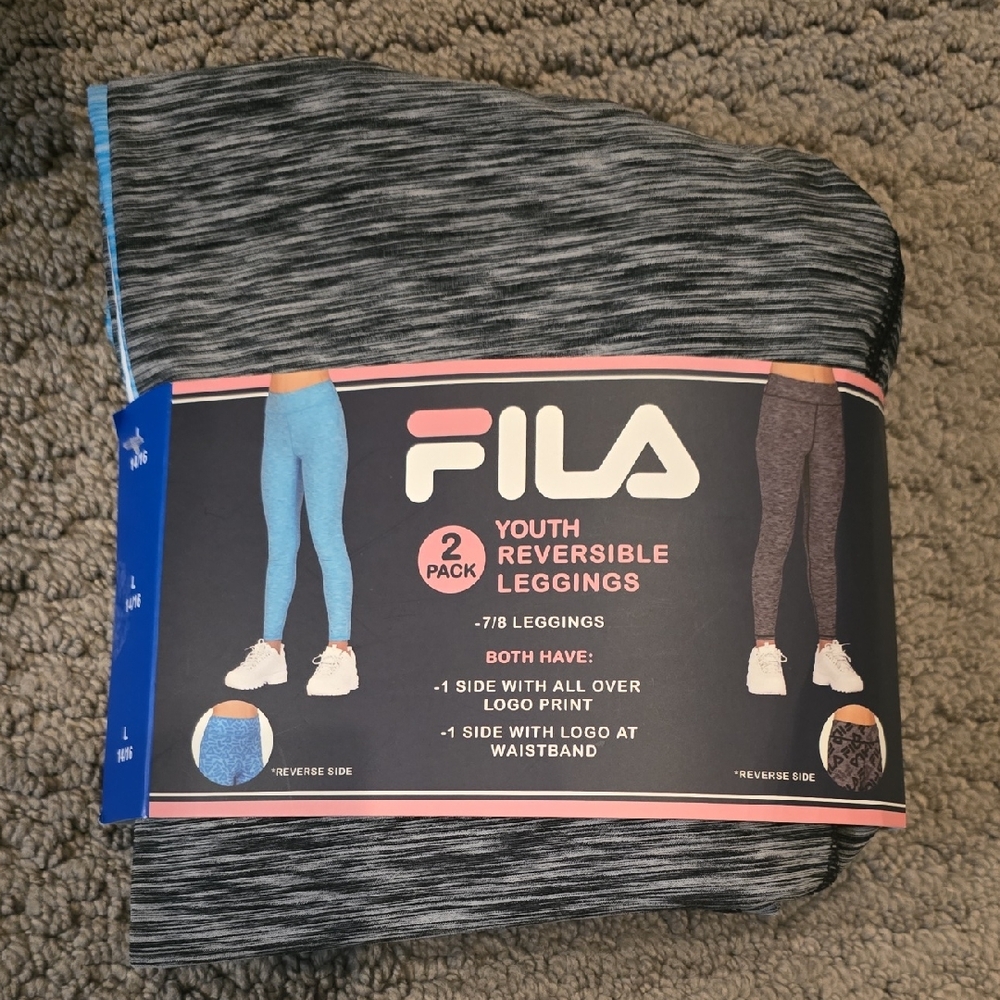 Fila Youth Reversible Leggings - Black and Blue